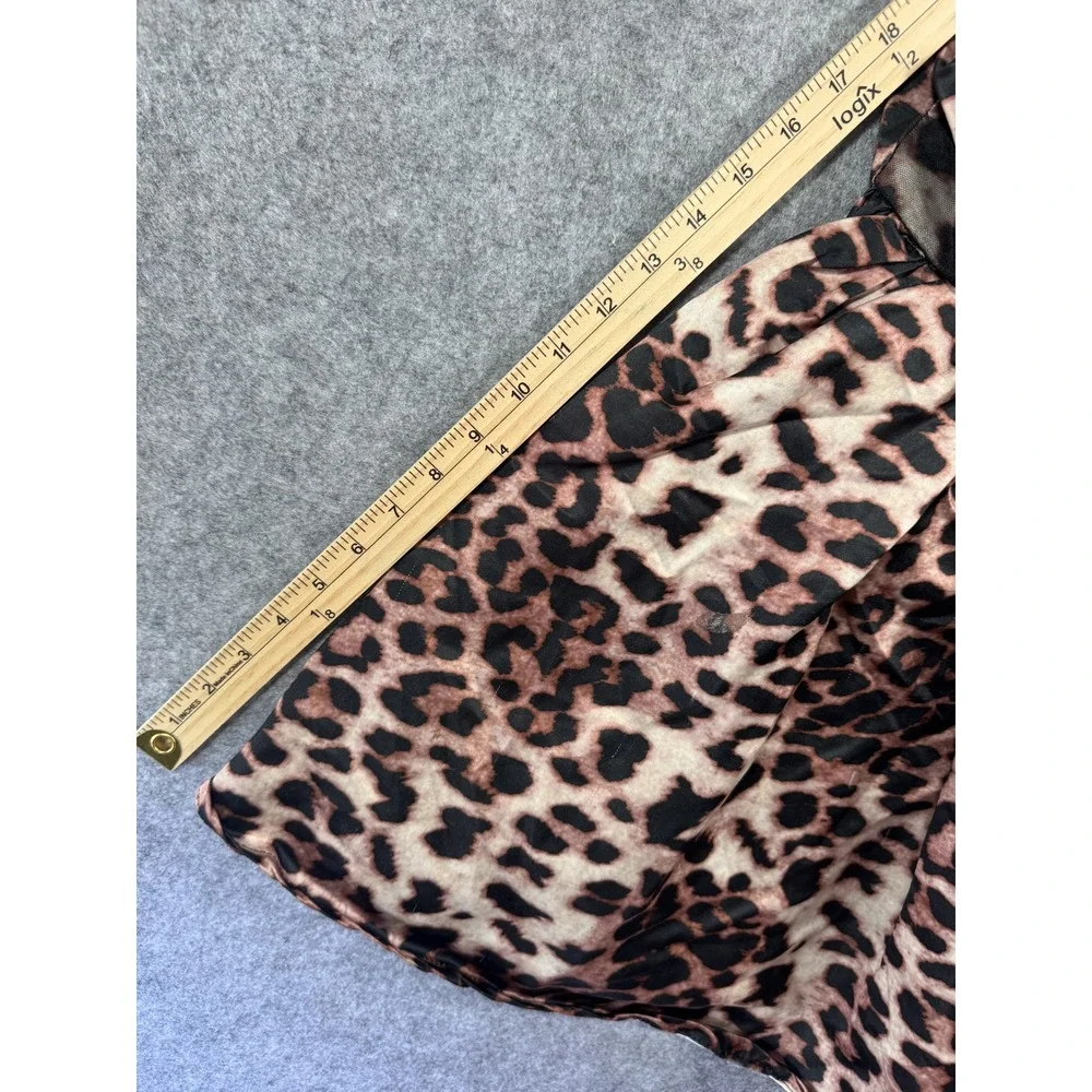 Unbranded Leopard Print Fit and Flare Girls Dress Size 6 Brown Satin Formal